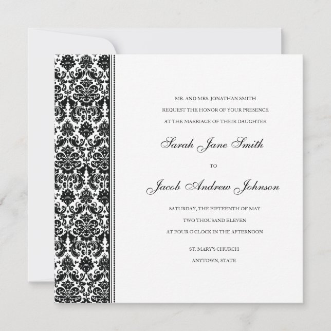 Black Damask Wedding Invitation- Customize it! Invitation (Front)