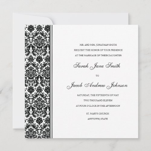 Black Damask Wedding Invitation- Customize it!