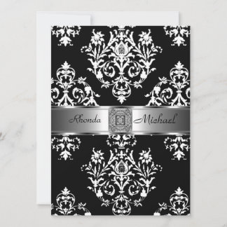 Black Damask Wedding Invitation Damask