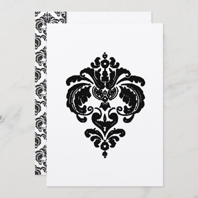 Black Damask Wedding Invitations (Front/Back)