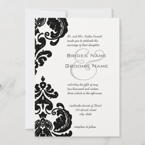 Black Damask Wedding Invitations