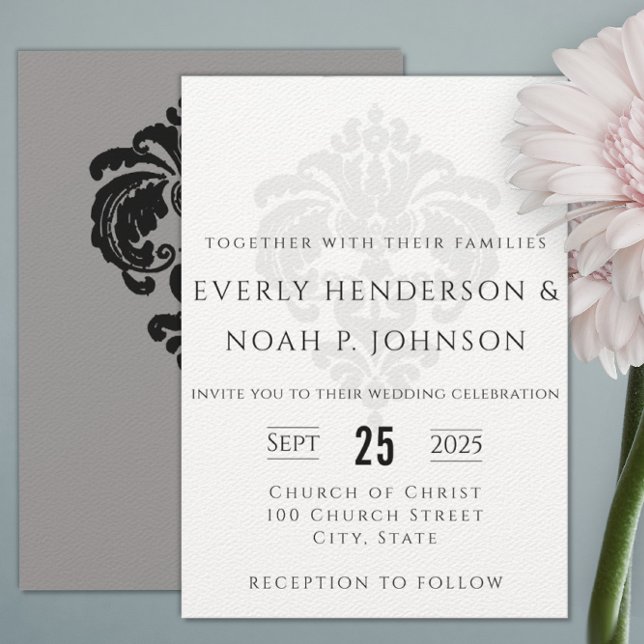 Black Damask Wedding Invitations (Creator Uploaded)