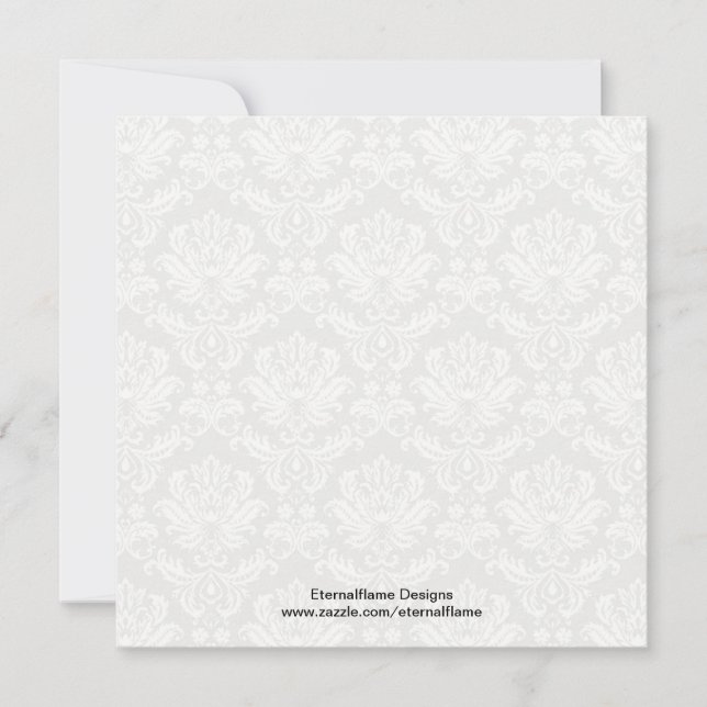 Black Damask Wedding Monogram Invitation (Front)