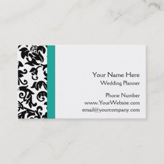 Black Damask Wedding Planner Business Cards