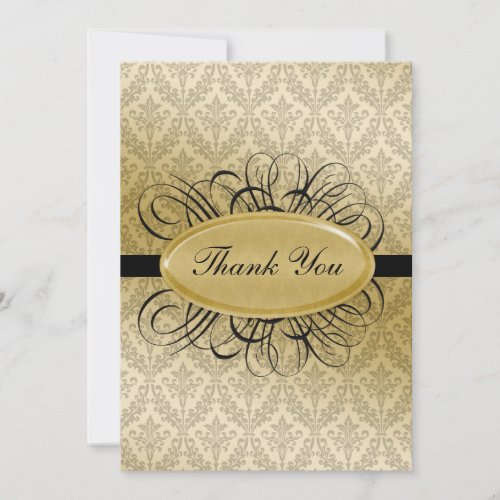 black  damask wedding ThankYou Cards