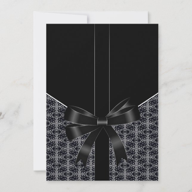 Black Damask White Lace 5x7 Wedding Invitation (Front)
