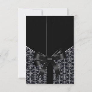 Black Damask White Lace Elegant Wedding RSVP