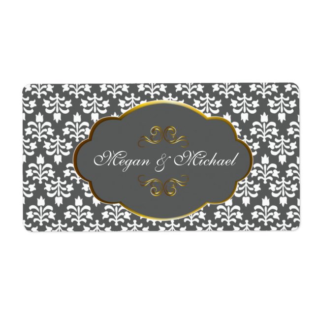 Black Damask with golden frame Label (Front)