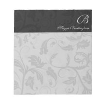 Black Damask with Name and Monogram