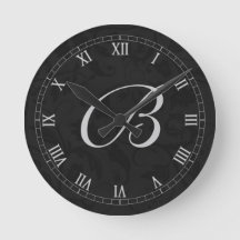 Black Damask with Roman Numerals and Monogram