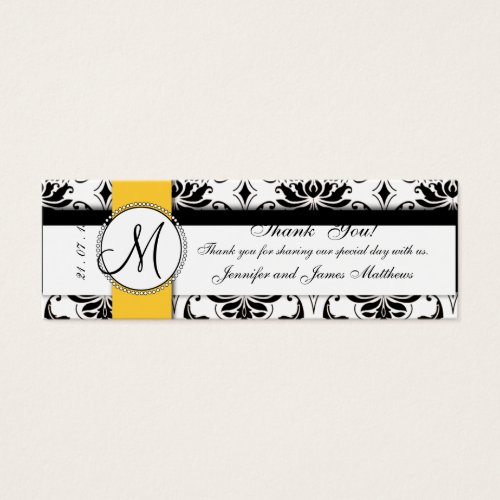 Black Damask Yellow Wedding Favor Tag Business Cards