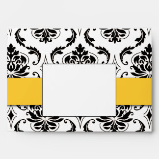 Black Damask Yellow Wedding Invitation A7 Envelope