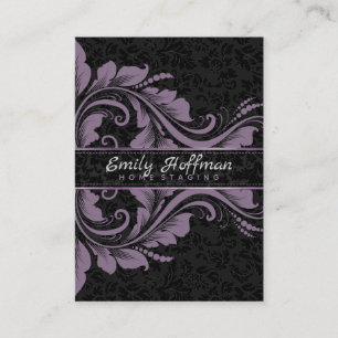 Black Damasks And Purple Ornament Business Card