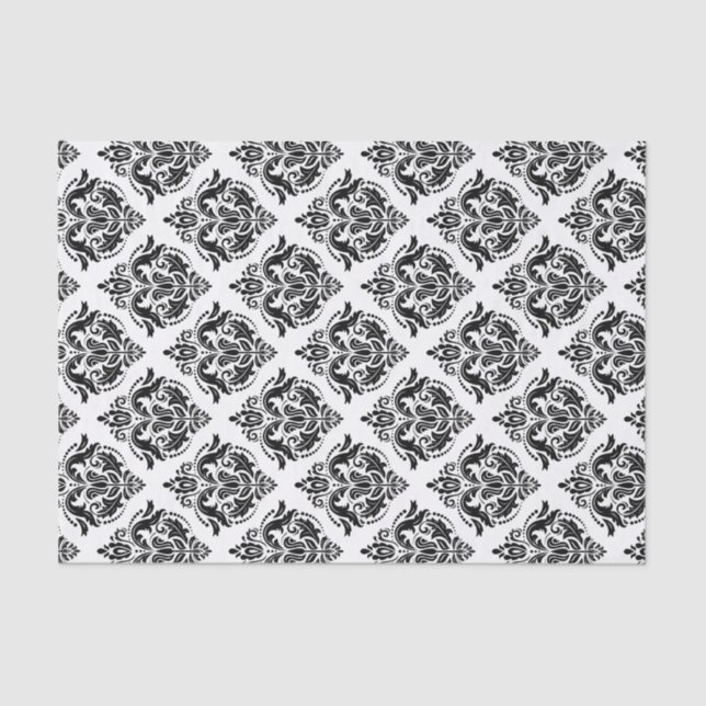 Black Damasks Geometric Pattern Custom Background Tissue Paper (Front)