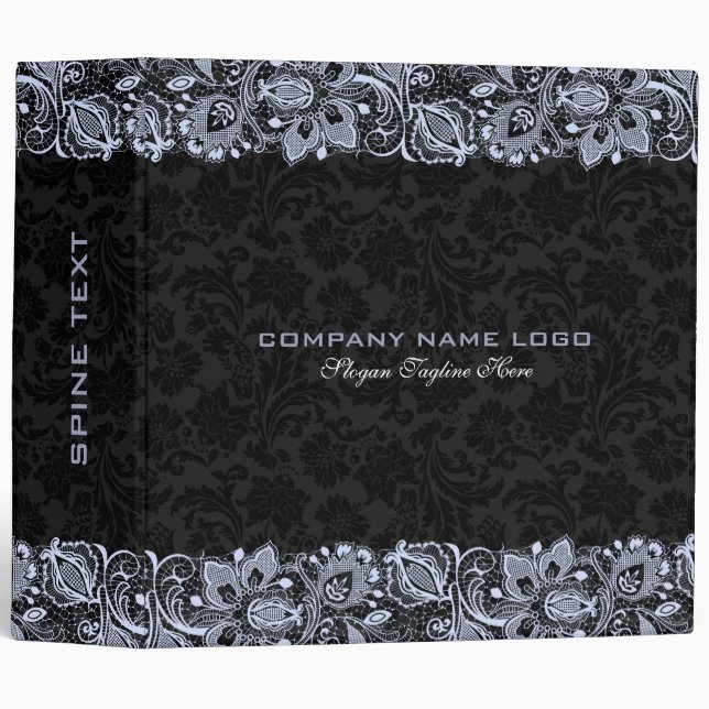 Black Damasks & Lavender Lace Border Binder (Front/Spine)