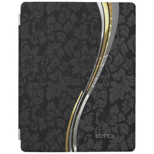 Black Damasks Silver  Gold Accents iPad Smart Cover