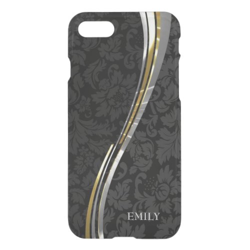 Black Damasks Silver  Gold Accents iPhone SE87 Case