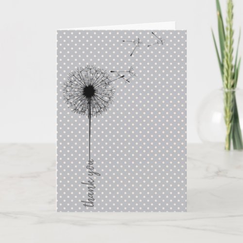 Black dandelion thank you card