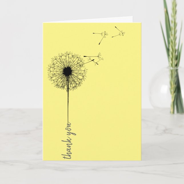 Black dandelion thank you card (Front)