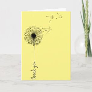 Black dandelion thank you card