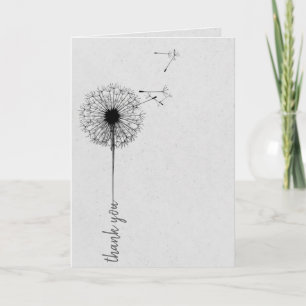 Black dandelion thank you card