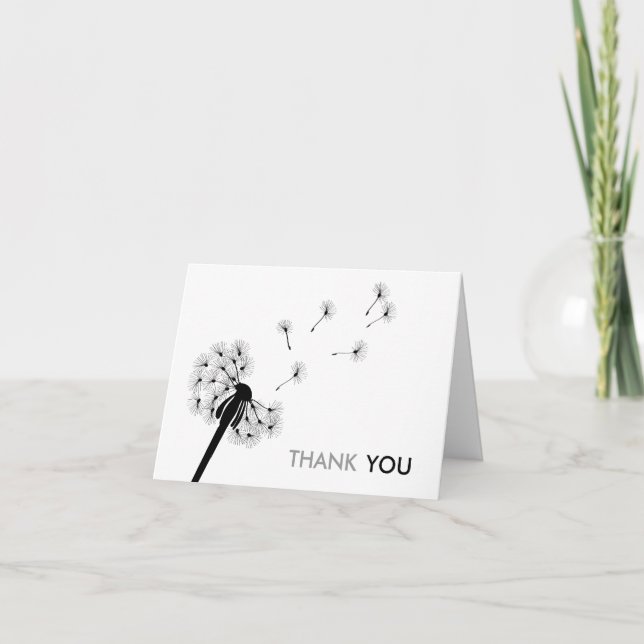 Black Dandelion Thank You Cards (Front)