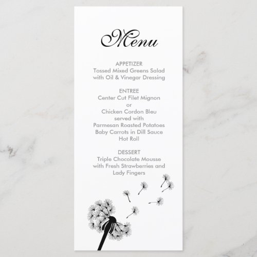 Black Dandelion Wedding Menu