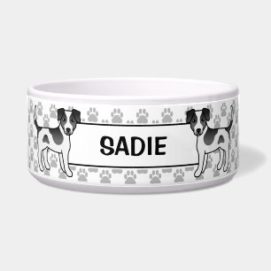 Black Danish-Swedish Farmdog With Paws & Name Bowl