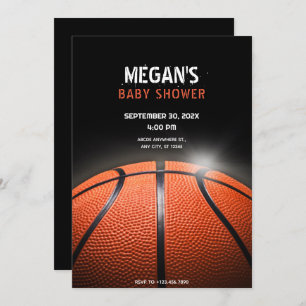 Black dark Basketball BABY SHOWER,  Invitation