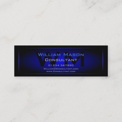 Black &amp; Dark Blue Framed Monogram - Business Card