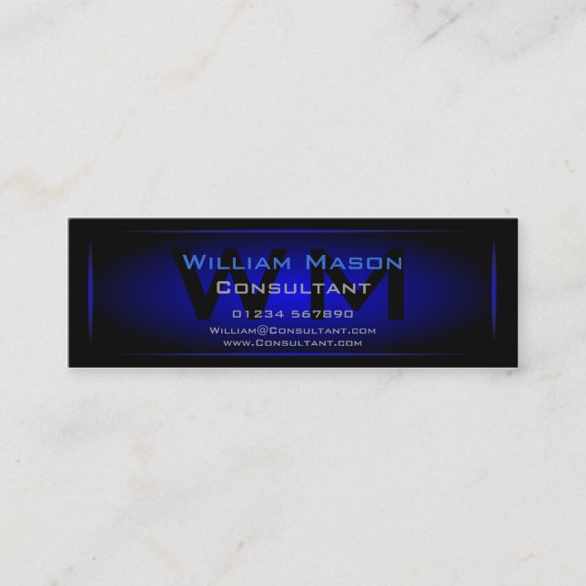 Black & Dark Blue Framed Monogram - Business Card (Front)