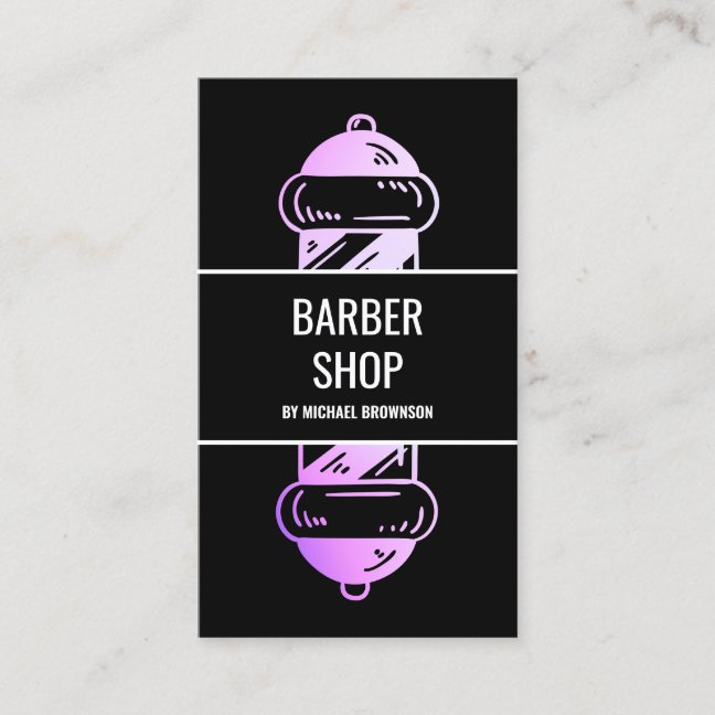 Black Dark Camouflage Holographic Barber Pole Business Card