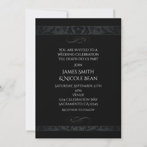 Black Dark Elegance Wedding Celebration Invitation