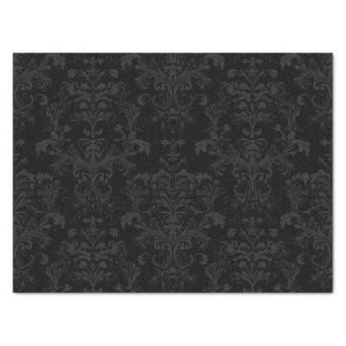 Black Dark Fanchy Chic Damask Pattern Tissue Paper