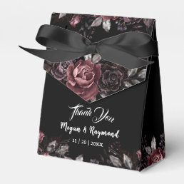 Black Dark Florals Elegant Gothic Wedding Favor Boxes