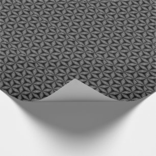 Black Dark Geometry Flower Pattern Wrapping Paper