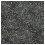 Black Dark Gothic Rose Floral Small Print Fabric