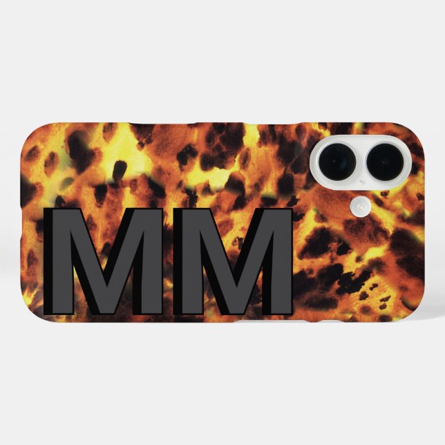 Black Dark Gray Monogrammed Tortoiseshell Case-Mate iPhone Case (Back (Horizontal))