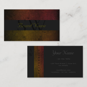 Black Dark Gray Red Yellow Colors with Initials Business Card