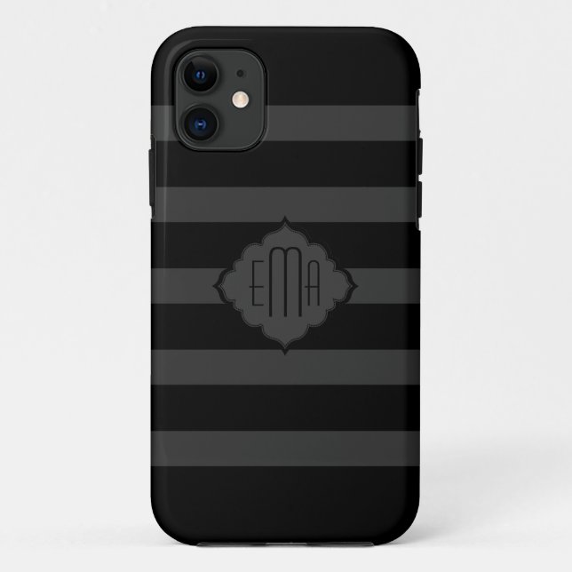 Black & Dark Gray Stripes Geometric Pattern Case-Mate iPhone Case (Back)