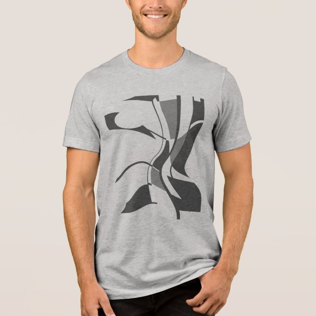 Black Dark Gray Swiveling Swirling Art Abstract Tri-Blend Shirt (Front)
