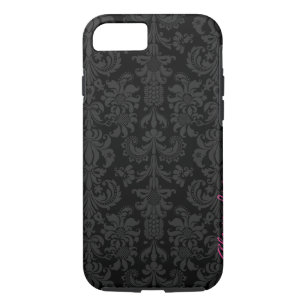 Black & Dark Gray Vintage Floral Damasks iPhone 8/7 Case