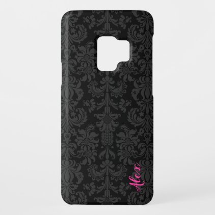 Black &amp; Dark Gray Vintage Floral Damasks Case-Mate Samsung Galaxy S9 Case