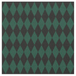 Black &amp; Dark Green Harlequin Diamonds Fabric