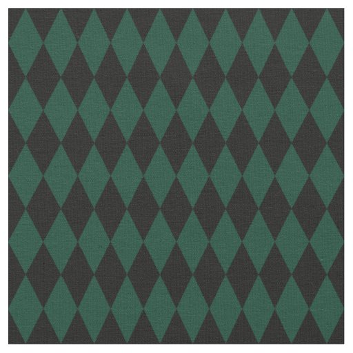 Black & Dark Green Harlequin Diamonds Fabric