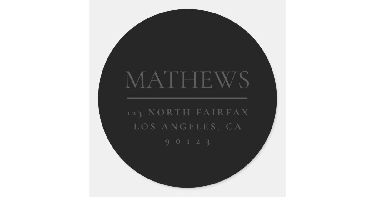 Black & Dark Grey Classic Round Sticker | Zazzle