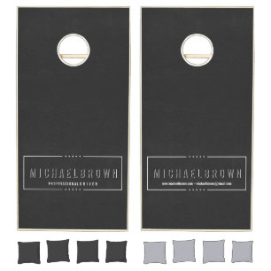 Black Dark Minimalist Bold Modern stars Cornhole Set