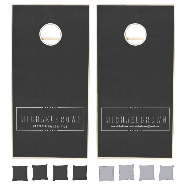Black Dark Minimalist Bold Modern stars Cornhole Set (Set)