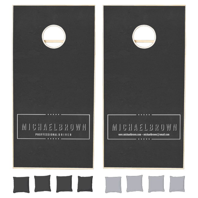 Black Dark Minimalist Bold Modern stars Cornhole Set