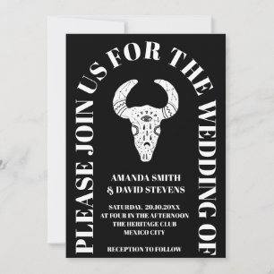 Black Dark Moody Arch Boho Rustic Wedding Invitation